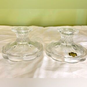Vintage Pair of Exquisite Lead 24% Crystal Candle Stick Holders New 3" Unique